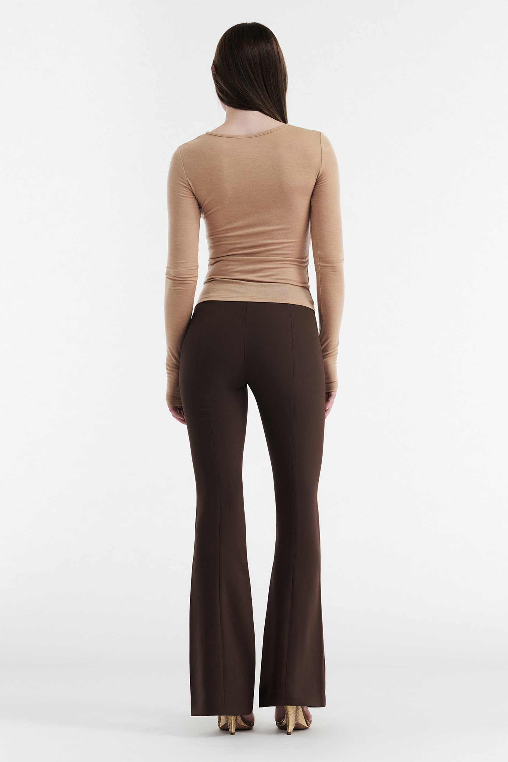 CLAUDIA LONG SLEEVE BASIC TOP - TAN