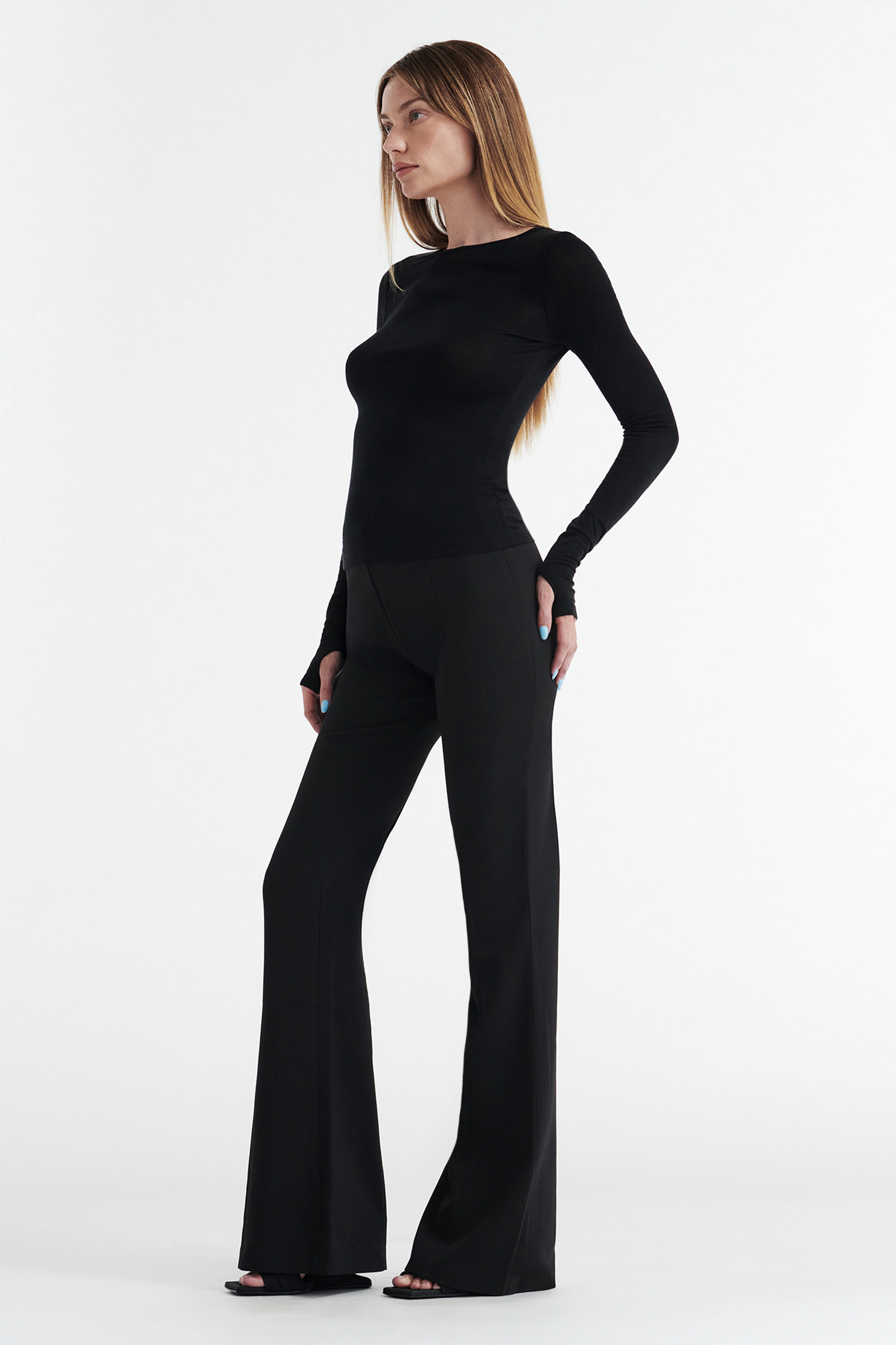 CLAUDIA LONG SLEEVE BASIC TOP - BLACK