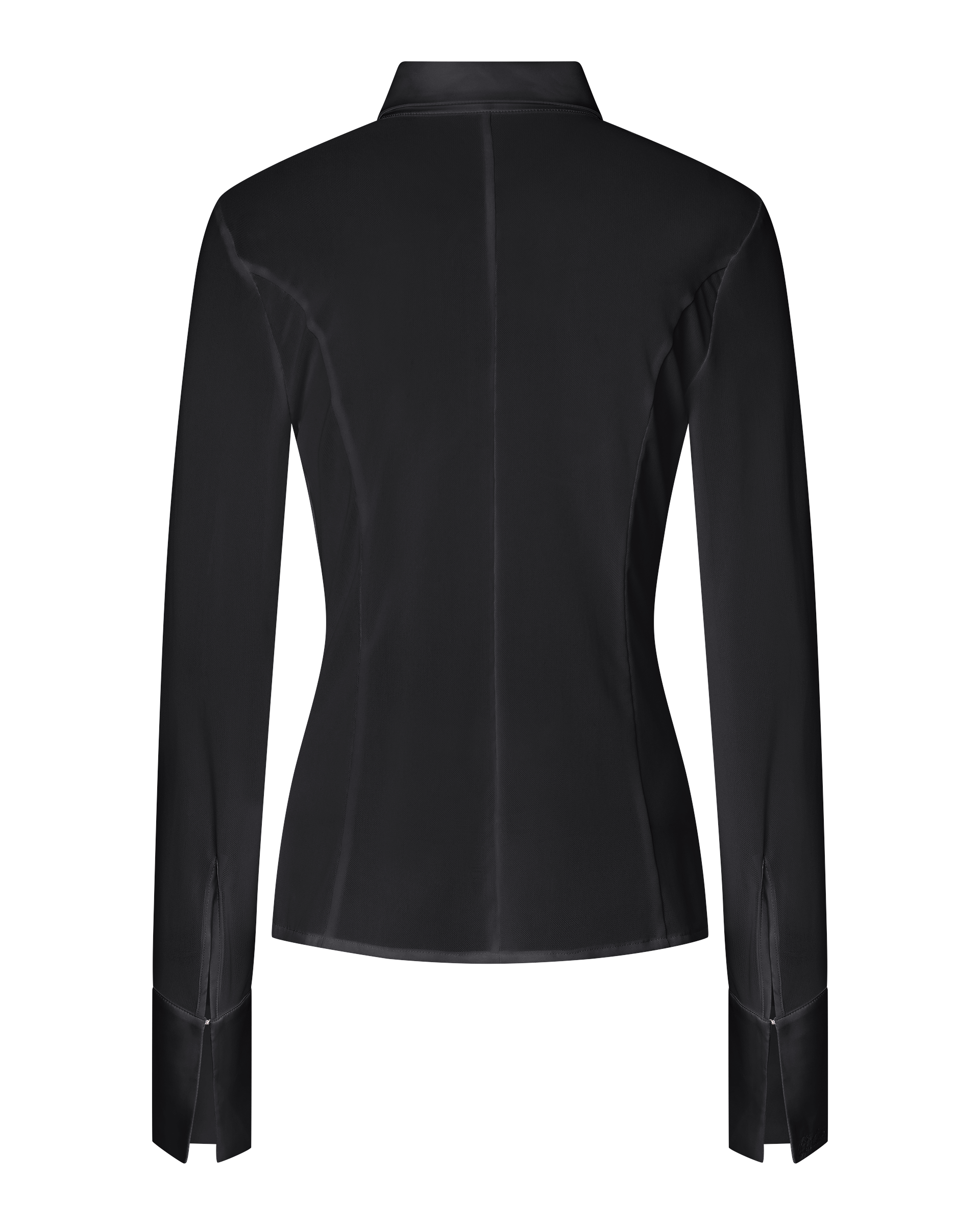 SOLANGE MESH LONG SLEEVE BUTTON UP SHIRT - BLACK
