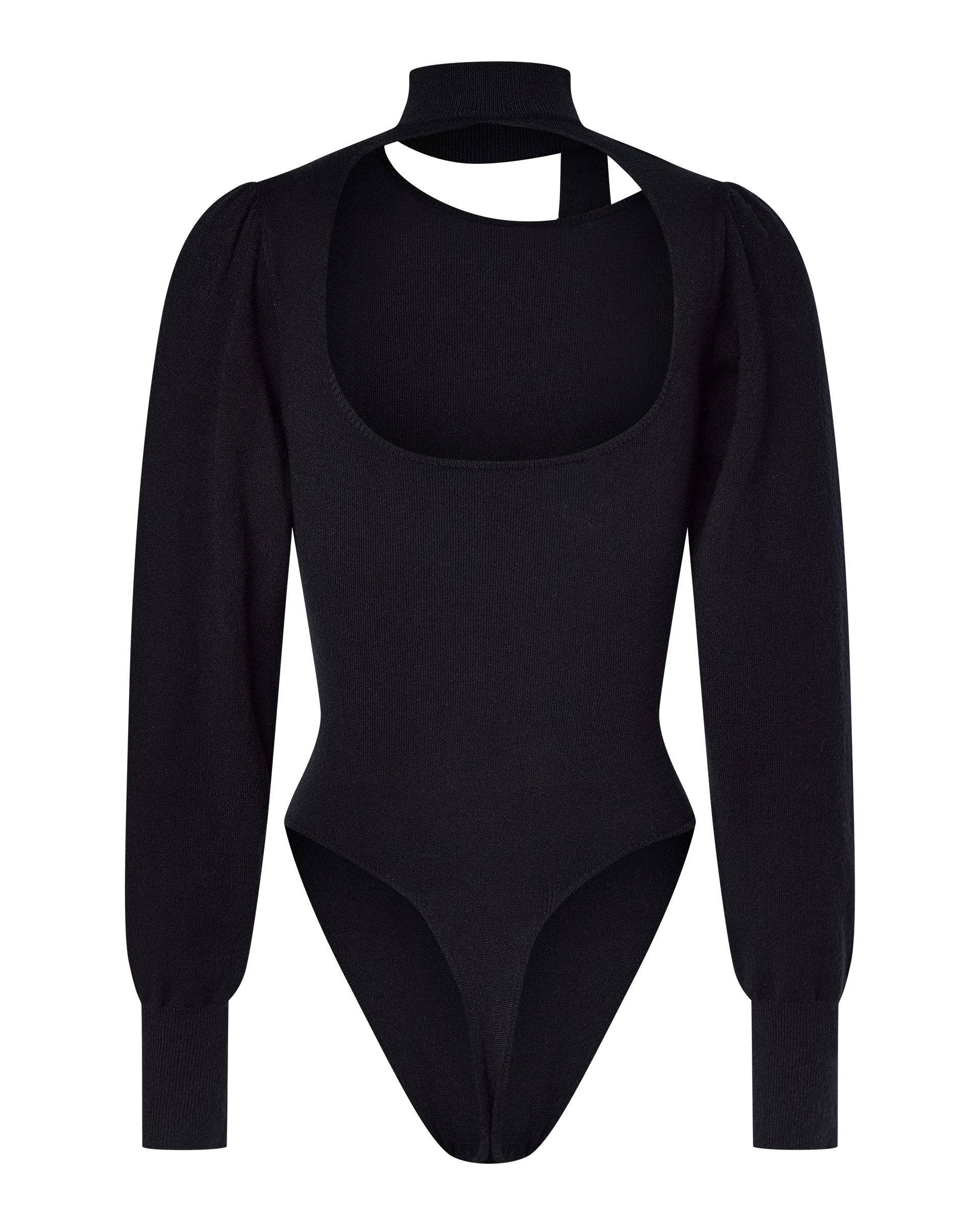VIVIENNE LONG SLEEVE KNIT BODYSUIT - BLACK