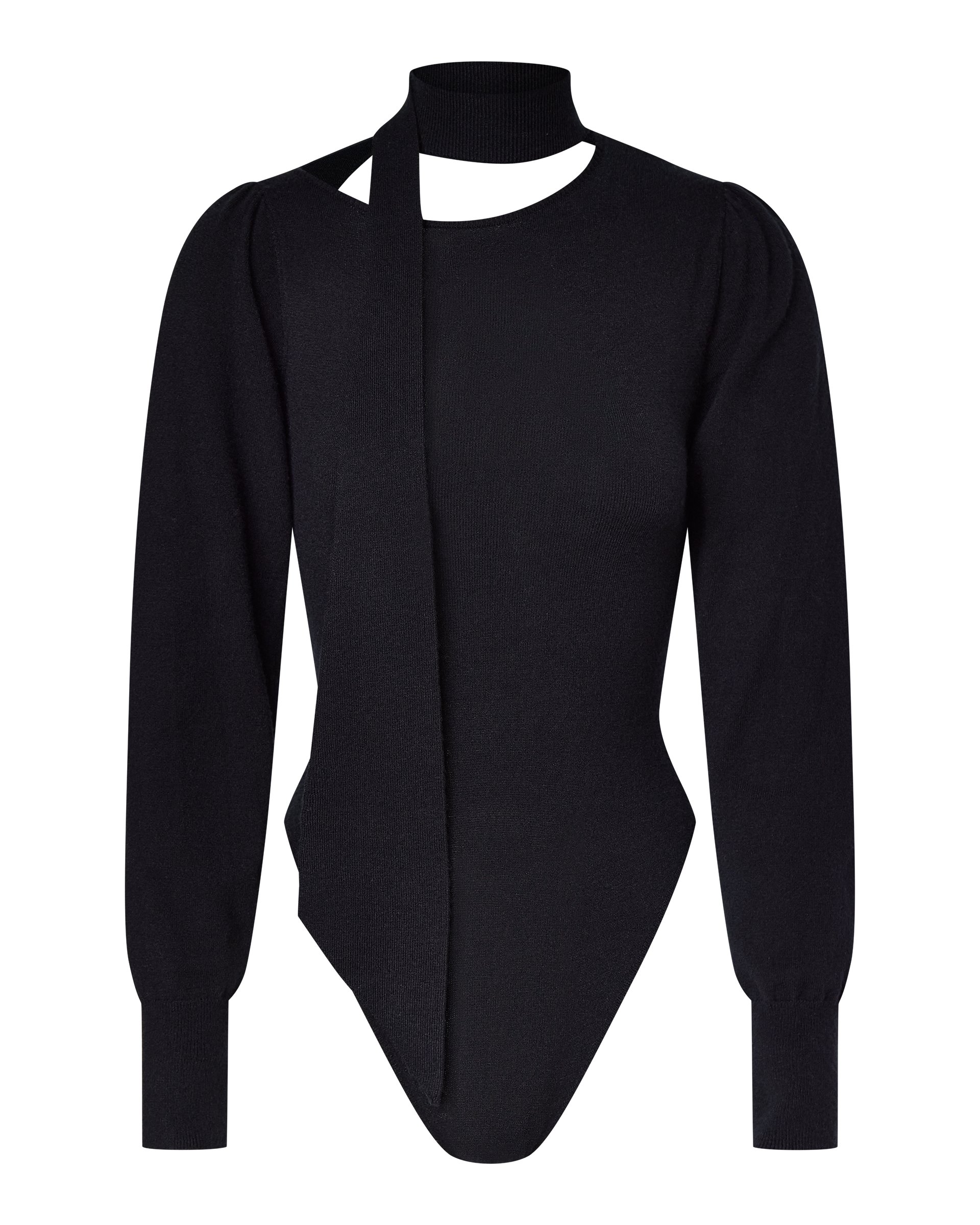 VIVIENNE LONG SLEEVE KNIT BODYSUIT - BLACK