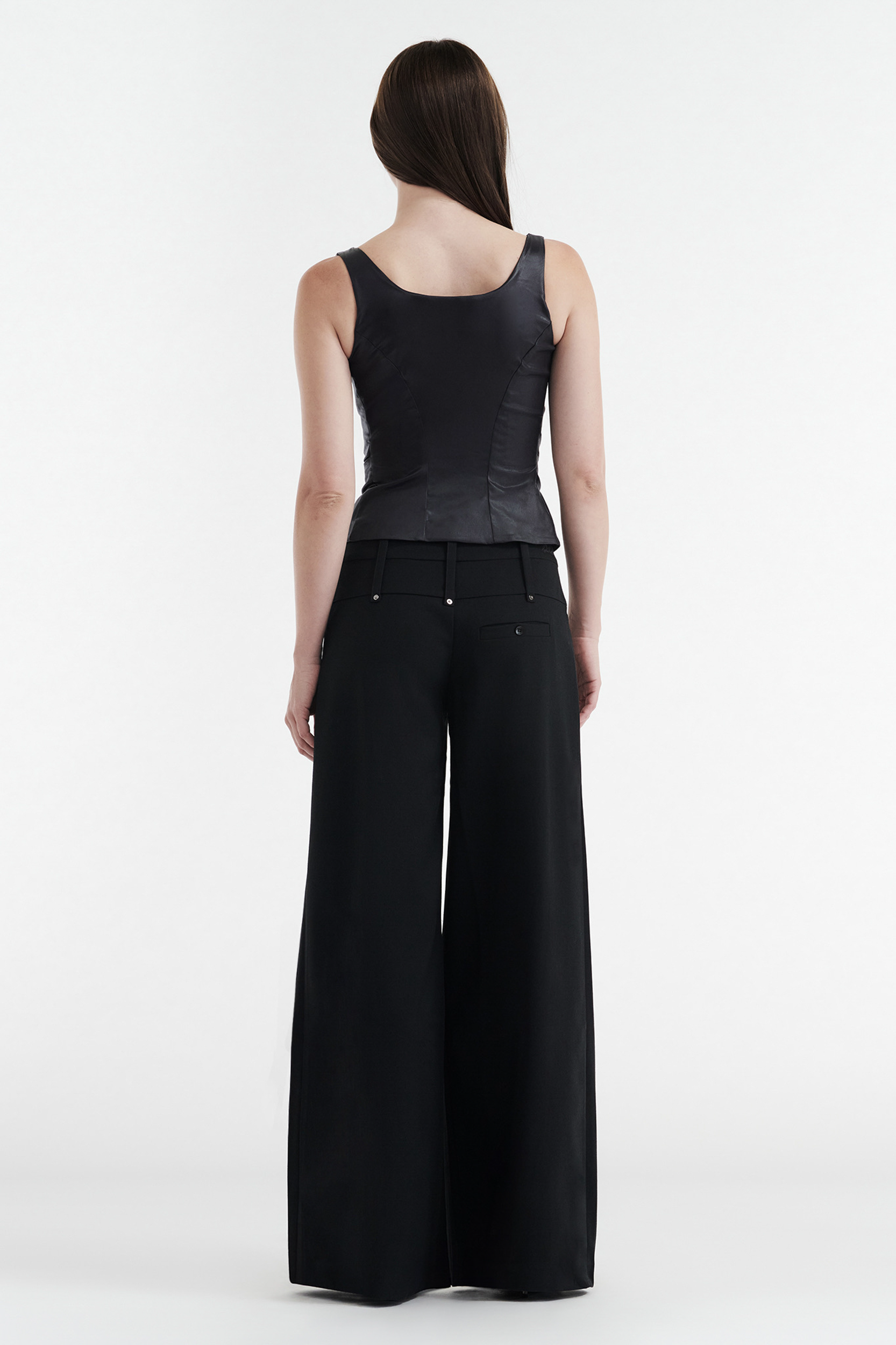 CHARLOTTE WIDE LEG PLEAT PANT - BLACK