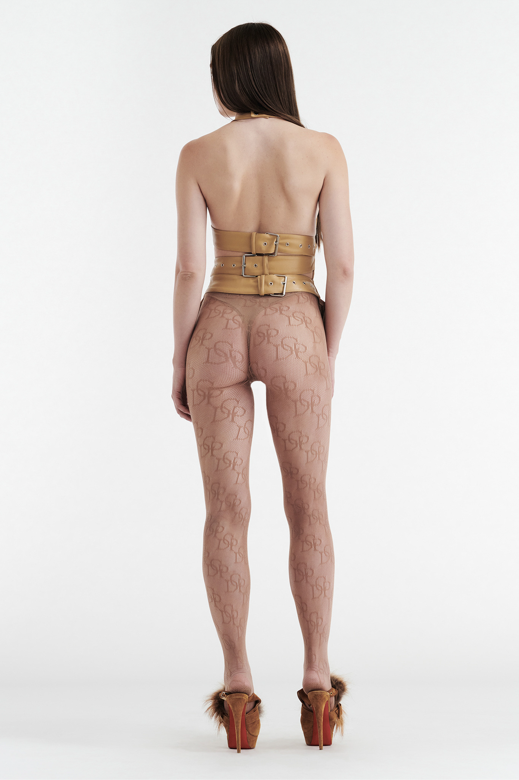 INES ASYMMETRICAL FAUX LEATHER TOP - TAN