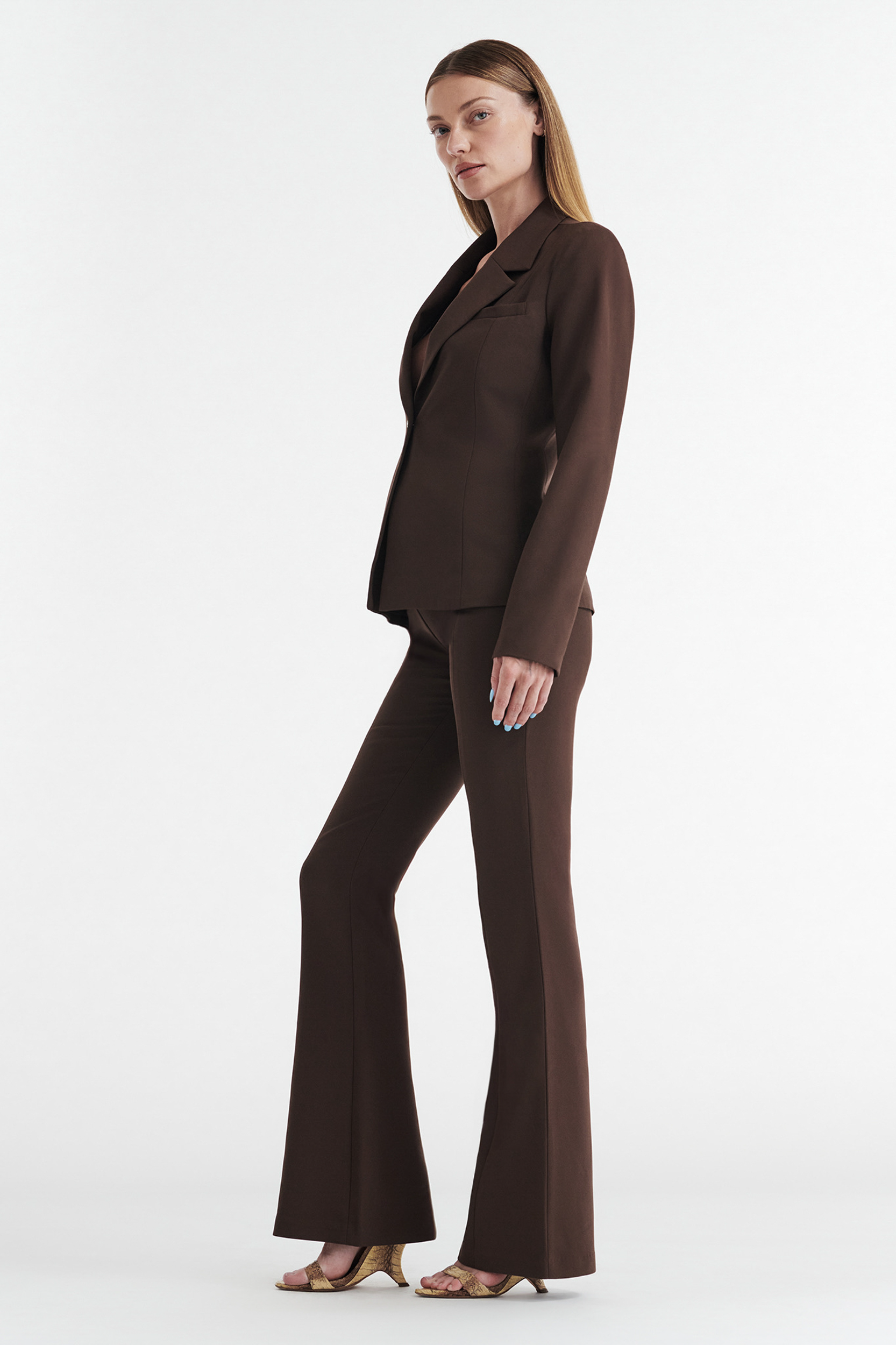 SOHO HIGH RISE SUIT PANT - CHOCOLATE