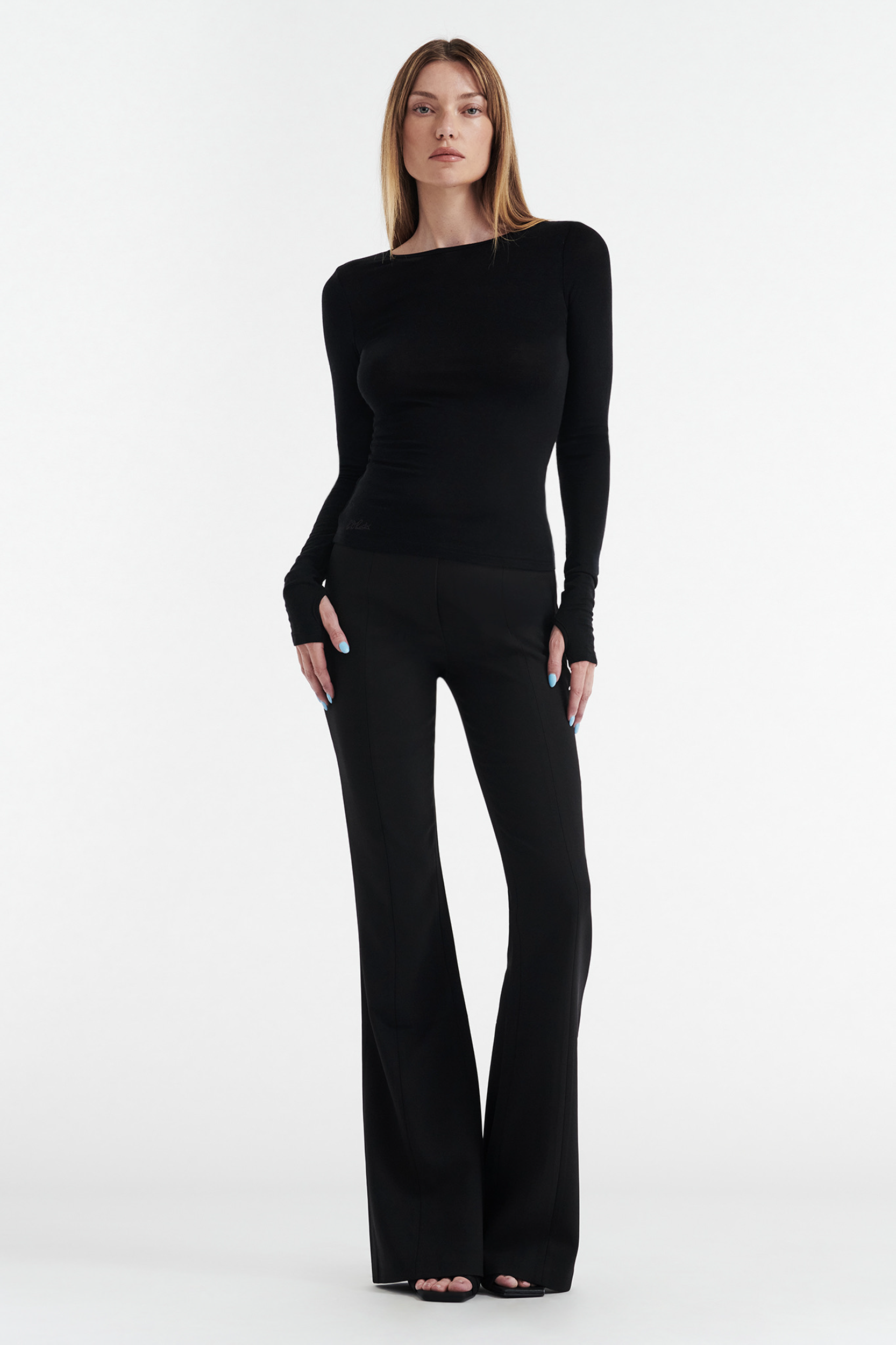 CLAUDIA LONG SLEEVE BASIC TOP - BLACK