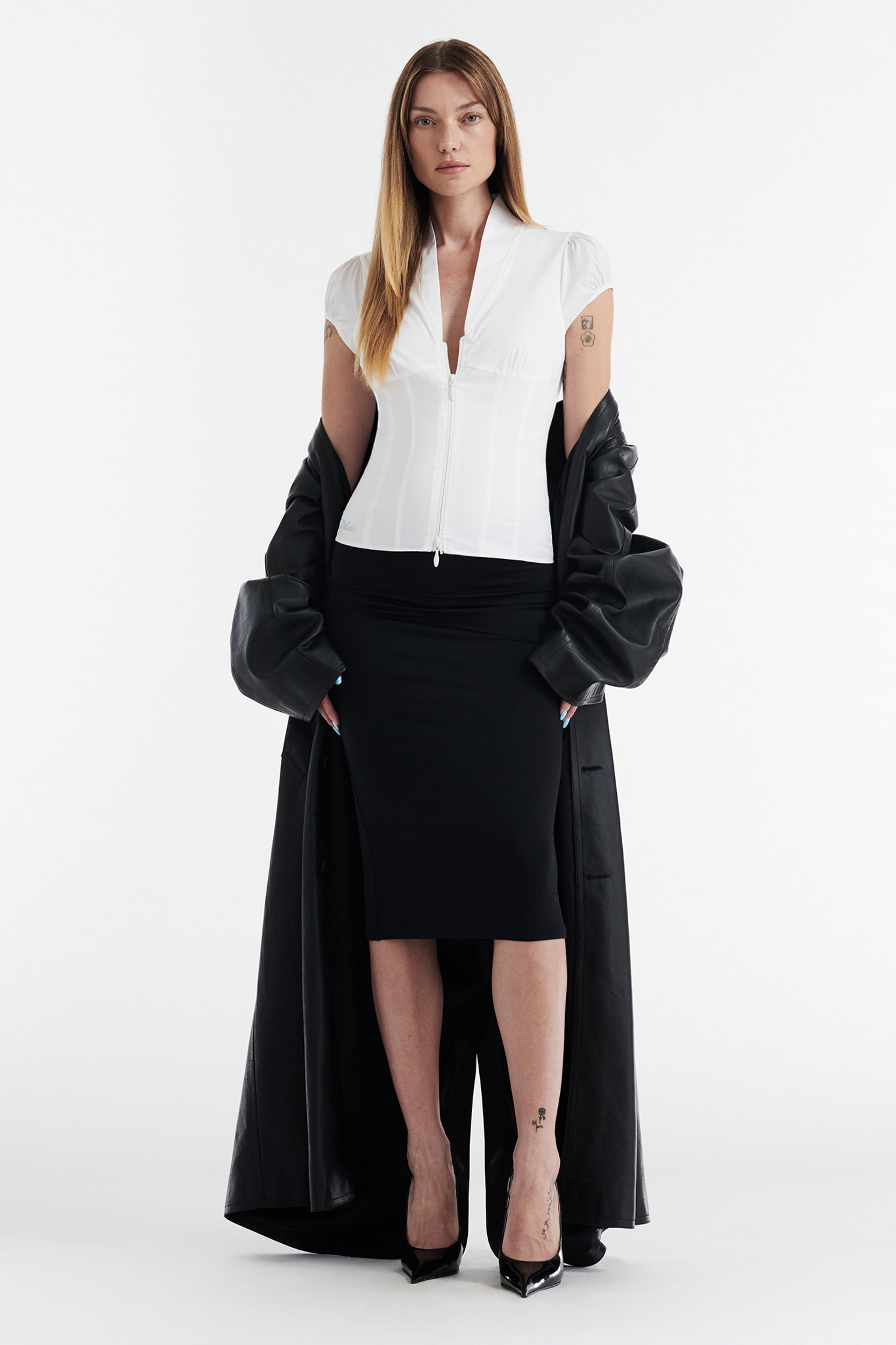 COLETTE PANELLED PUFF SLEEVE TOP - WHITE
