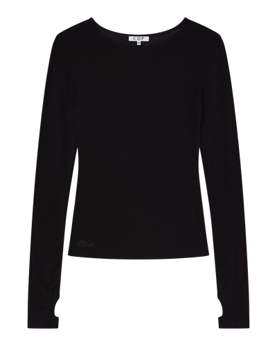CLAUDIA LONG SLEEVE BASIC TOP - BLACK