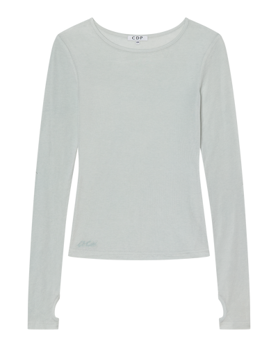 CLAUDIA LONG SLEEVE BASIC TOP - EGGSHELL BLUE
