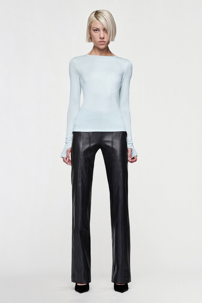 CLAUDIA LONG SLEEVE BASIC TOP - EGGSHELL BLUE