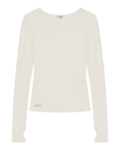 CLAUDIA LONG SLEEVE BASIC TOP - WHITE