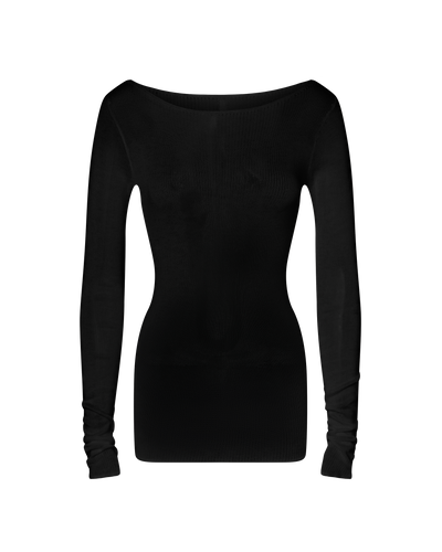 ANNA LONG SLEEVE BASIC KNIT TOP - BLACK