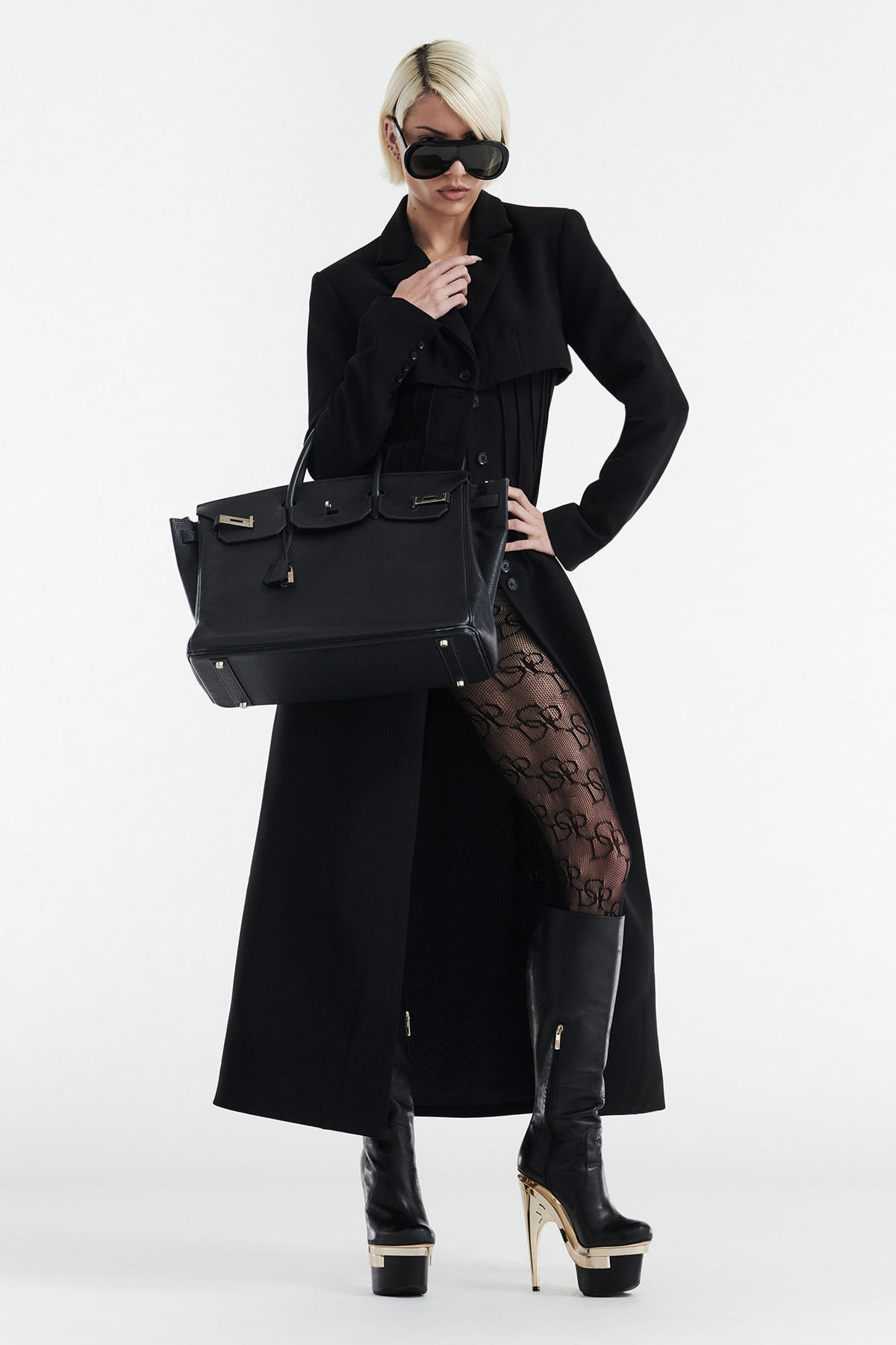 CELINE BUTTON UP TRENCH COAT - BLACK
