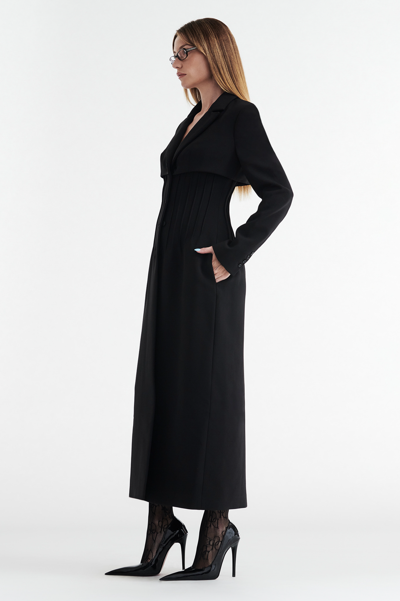 CELINE BUTTON UP TRENCH COAT - BLACK