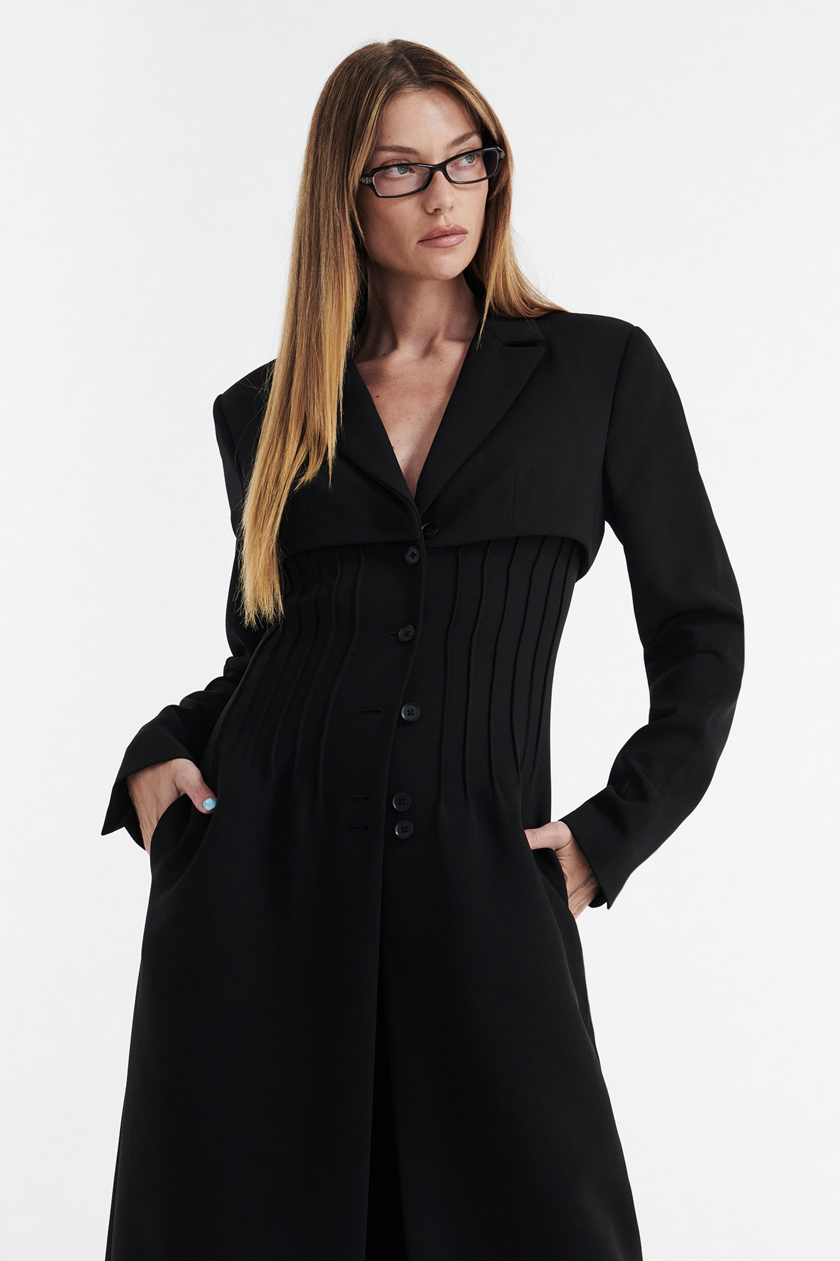 CELINE BUTTON UP TRENCH COAT - BLACK