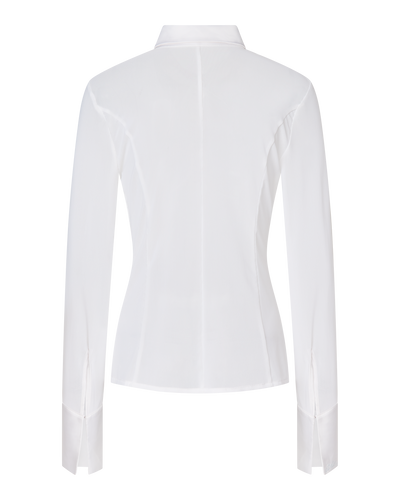 SOLANGE MESH LONG SLEEVE BUTTON UP SHIRT - WHITE
