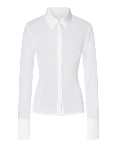 SOLANGE MESH LONG SLEEVE BUTTON UP SHIRT - WHITE