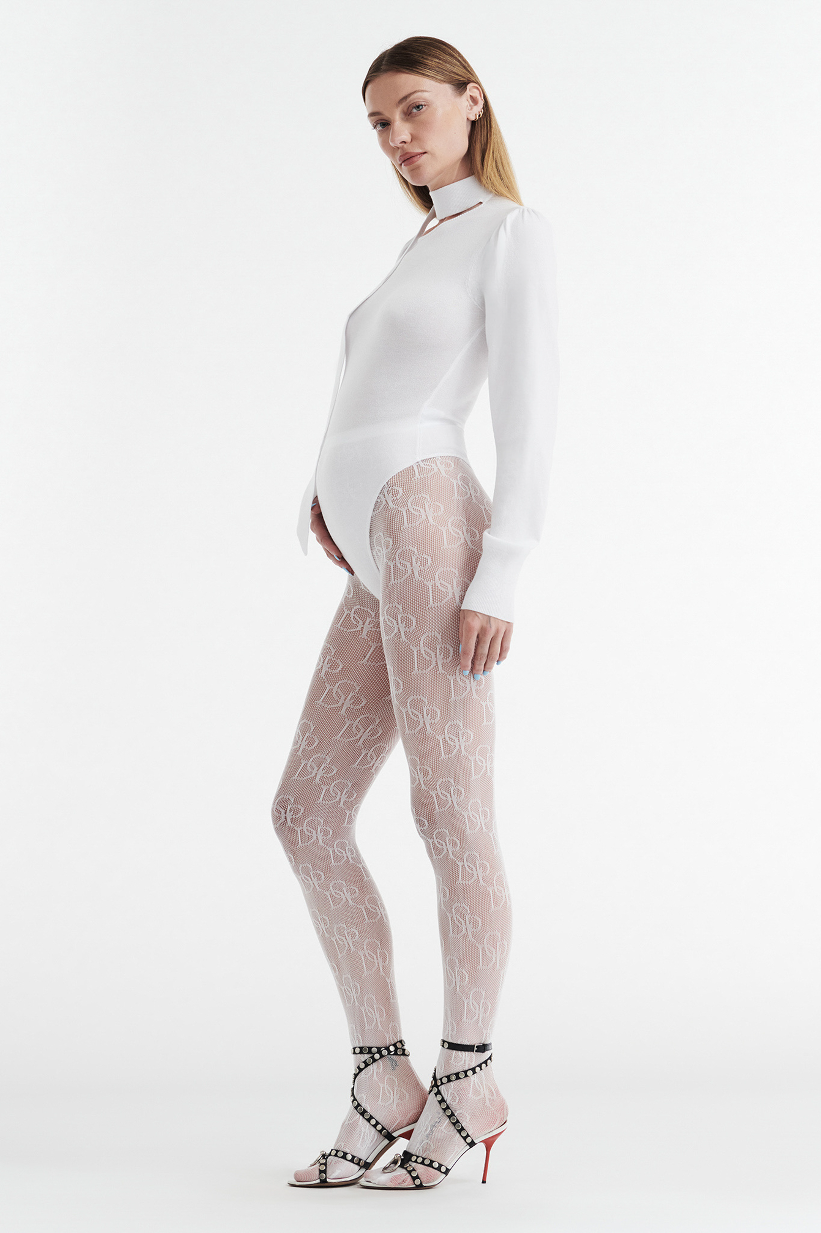 VIVIENNE LONG SLEEVE KNIT BODYSUIT - WHITE