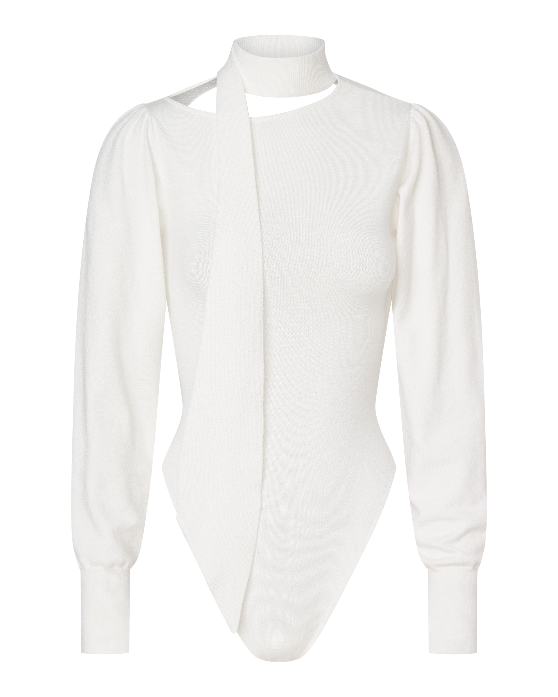 VIVIENNE LONG SLEEVE KNIT BODYSUIT - WHITE