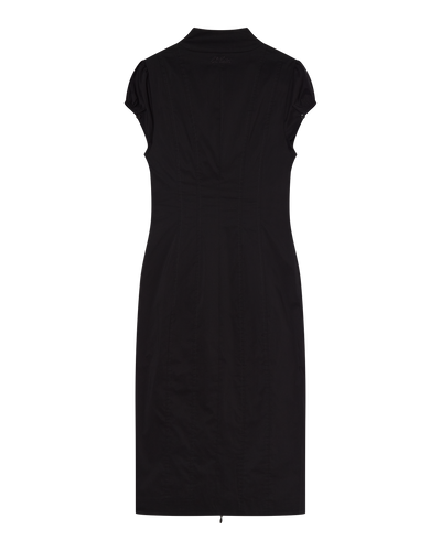 COLETTE PANELLED PUFF SLEEVE MIDI DRESS - BLACK
