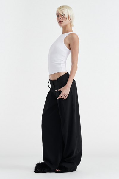 CHARLOTTE WIDE LEG PLEAT PANT - BLACK