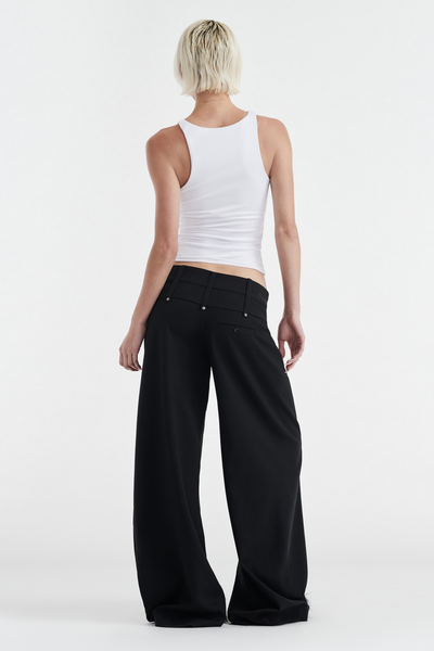 CHARLOTTE WIDE LEG PLEAT PANT - BLACK