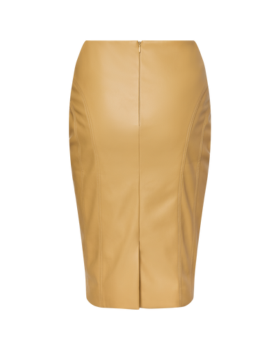INES FAUX LEATHER PENCIL SKIRT - TAN