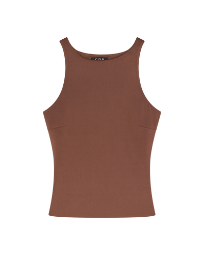 SOPHIE BASIC SLEEVELESS TANK WITH SHELF BRA - CHOCOLATE