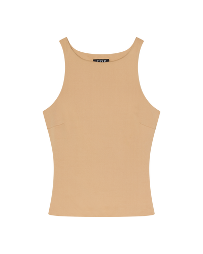 SOPHIE BASIC SLEEVELESS TANK WITH SHELF BRA - TAN