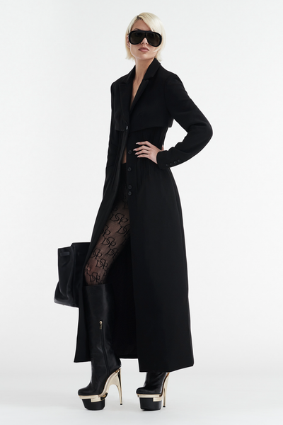 CELINE BUTTON UP TRENCH COAT - BLACK