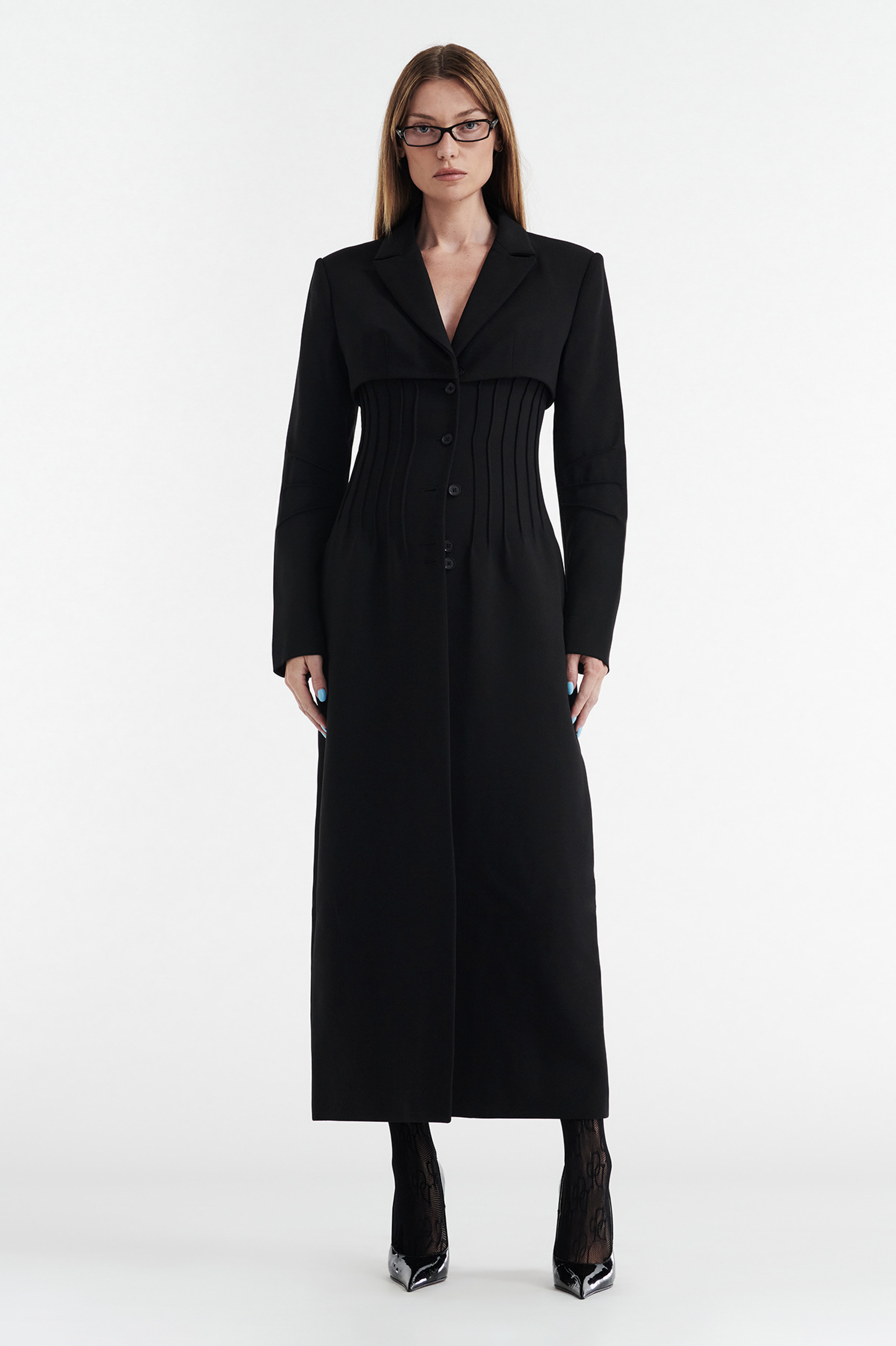 CELINE BUTTON UP TRENCH COAT - BLACK