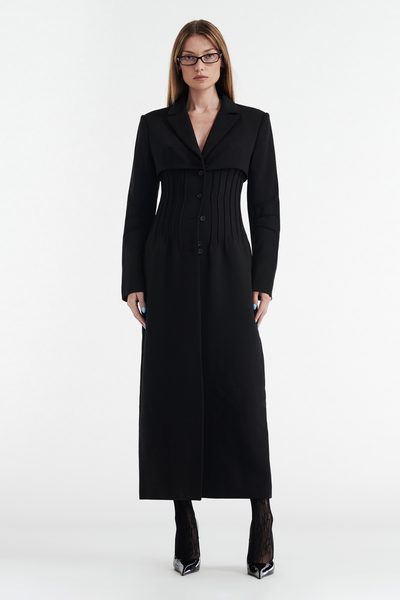 CELINE BUTTON UP TRENCH COAT - BLACK