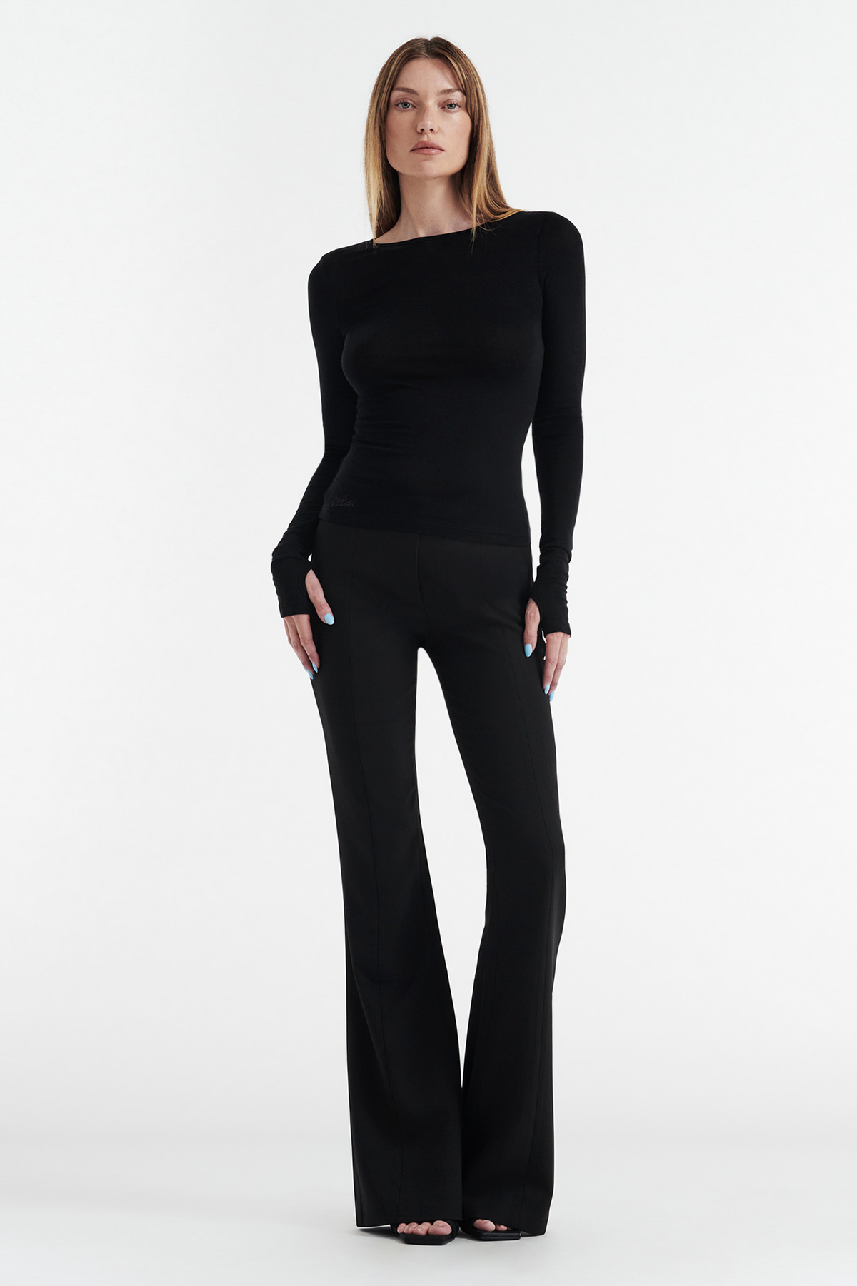 CLAUDIA LONG SLEEVE BASIC TOP - BLACK