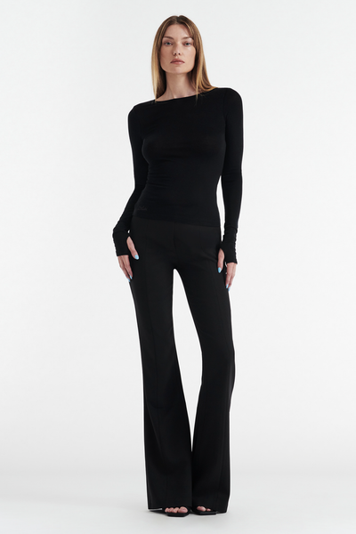 CLAUDIA LONG SLEEVE BASIC TOP - BLACK