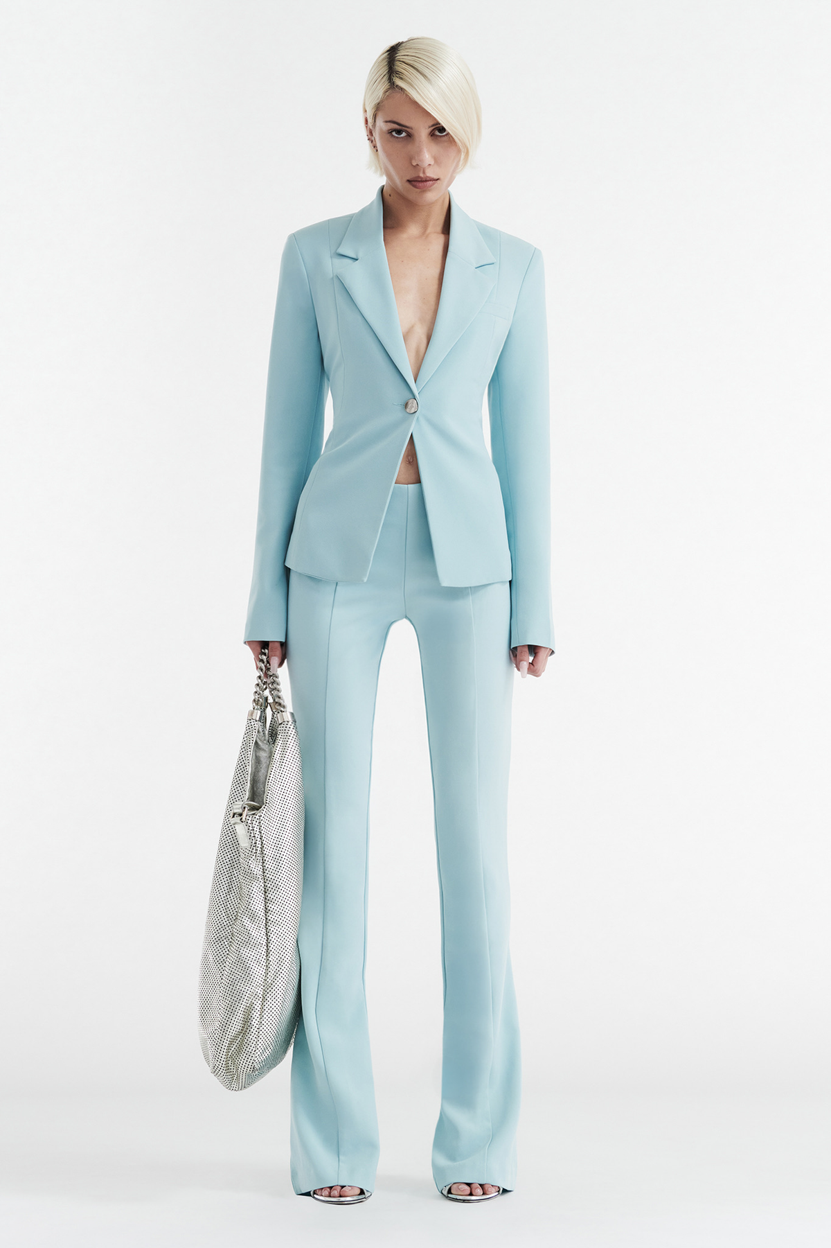SOHO HIGH RISE SUIT PANT - EGGSHELL BLUE