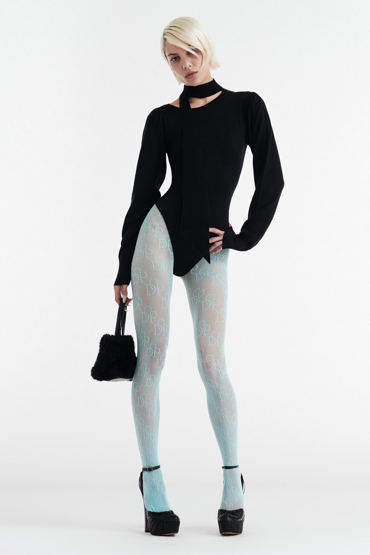 VIVIENNE LONG SLEEVE KNIT BODYSUIT - BLACK