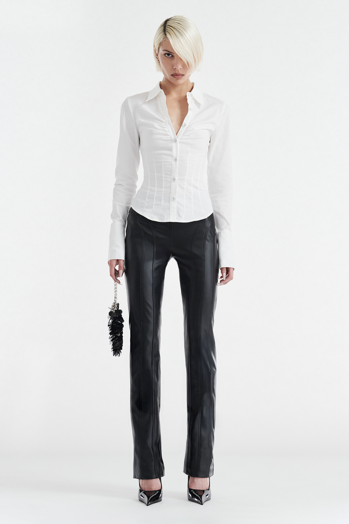 ZOE LONG SLEEVE COTTON BUTTON UP SHIRT - WHITE